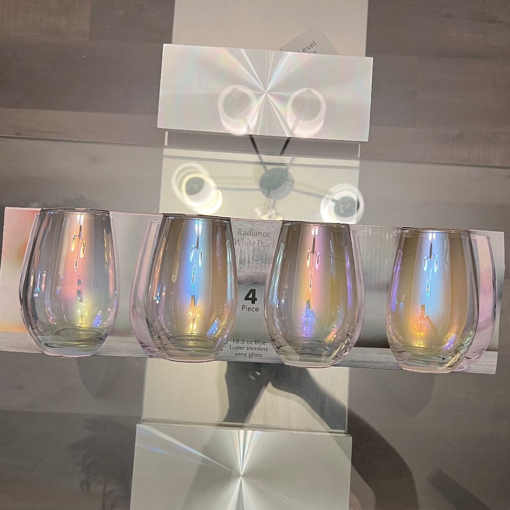 Radiace White Pearl Stemless Wine Glass Set